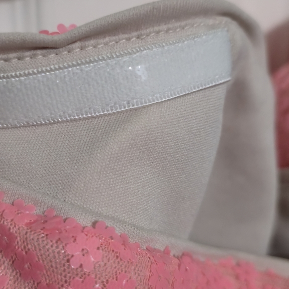 Teeze Me Pink Sequin Bodice with Cream Tulle Skirt Prom Dress - Picture 5 of 7